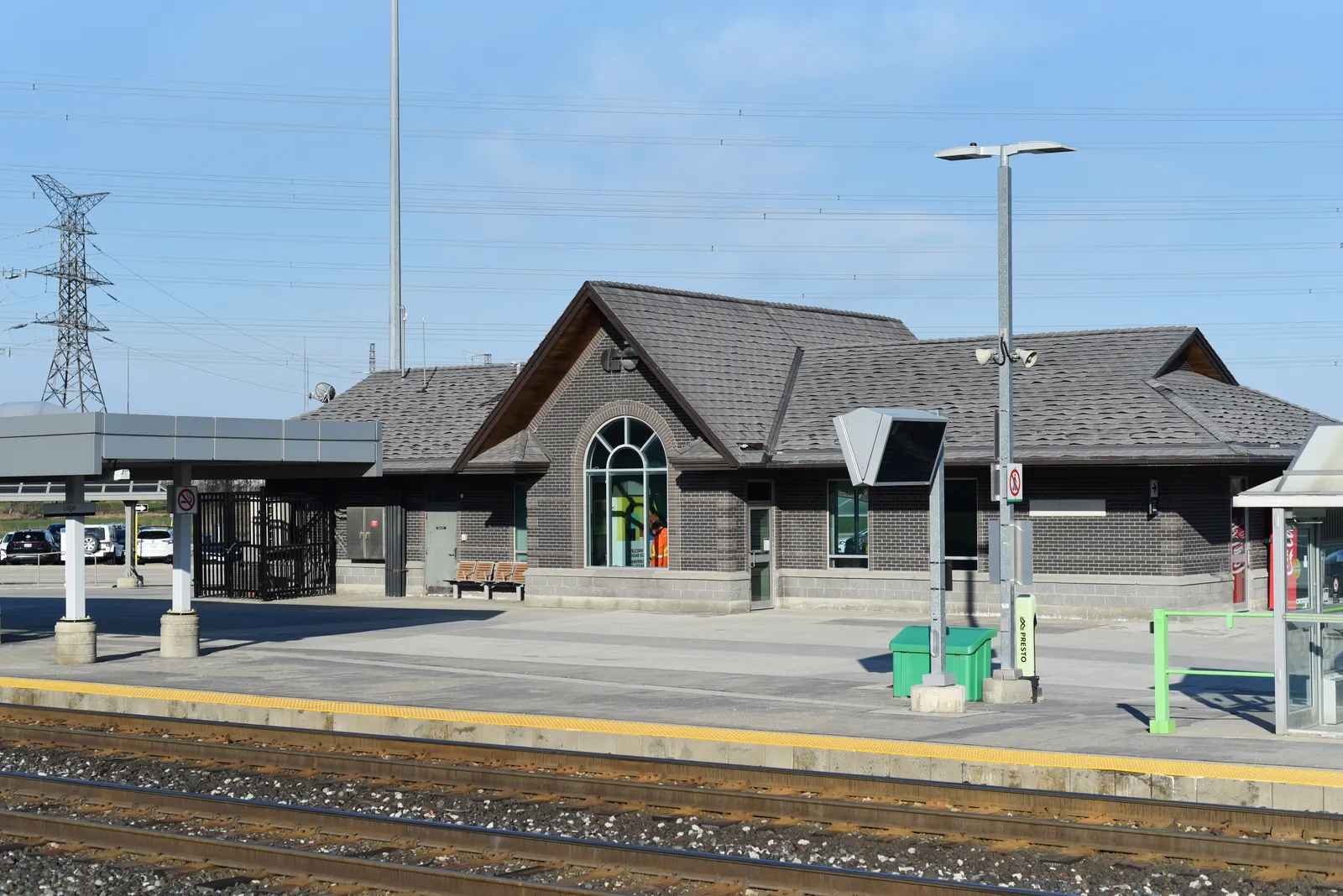 Lisgar GO Transit station at Mile 25.09 of the CP Galt Subdivision west of Tenth Line W in Mississauga, Ontario.