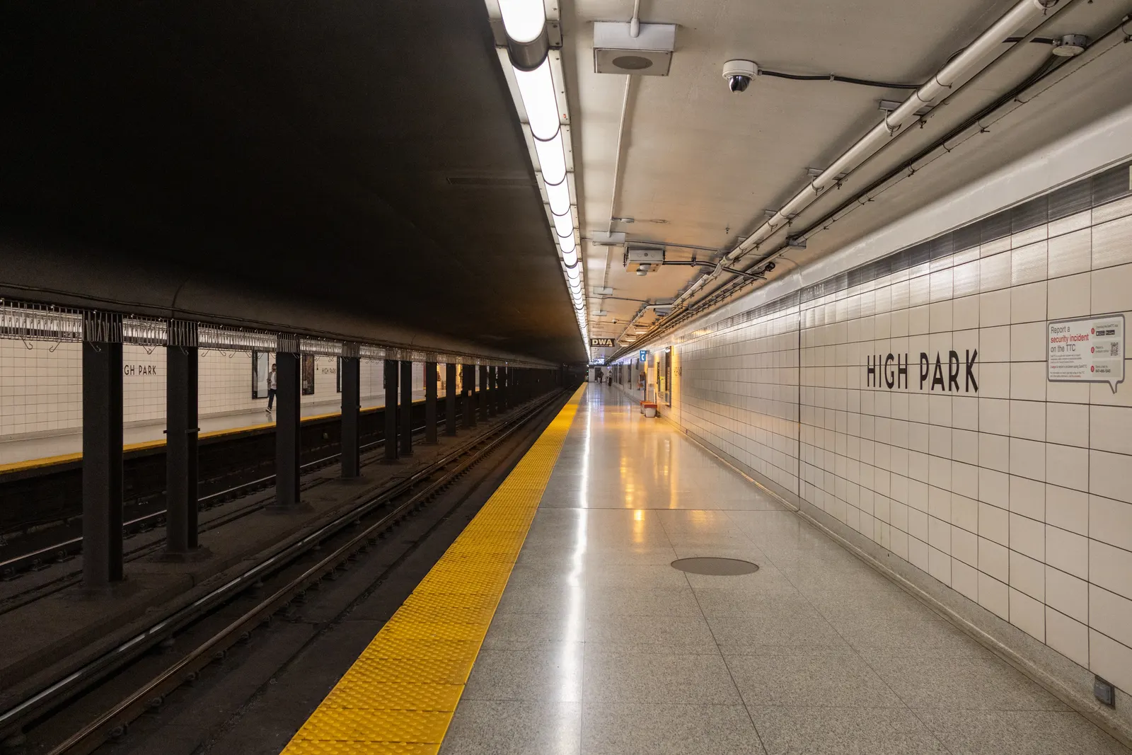 Platform at High Park station for Eastbound to Kennedy