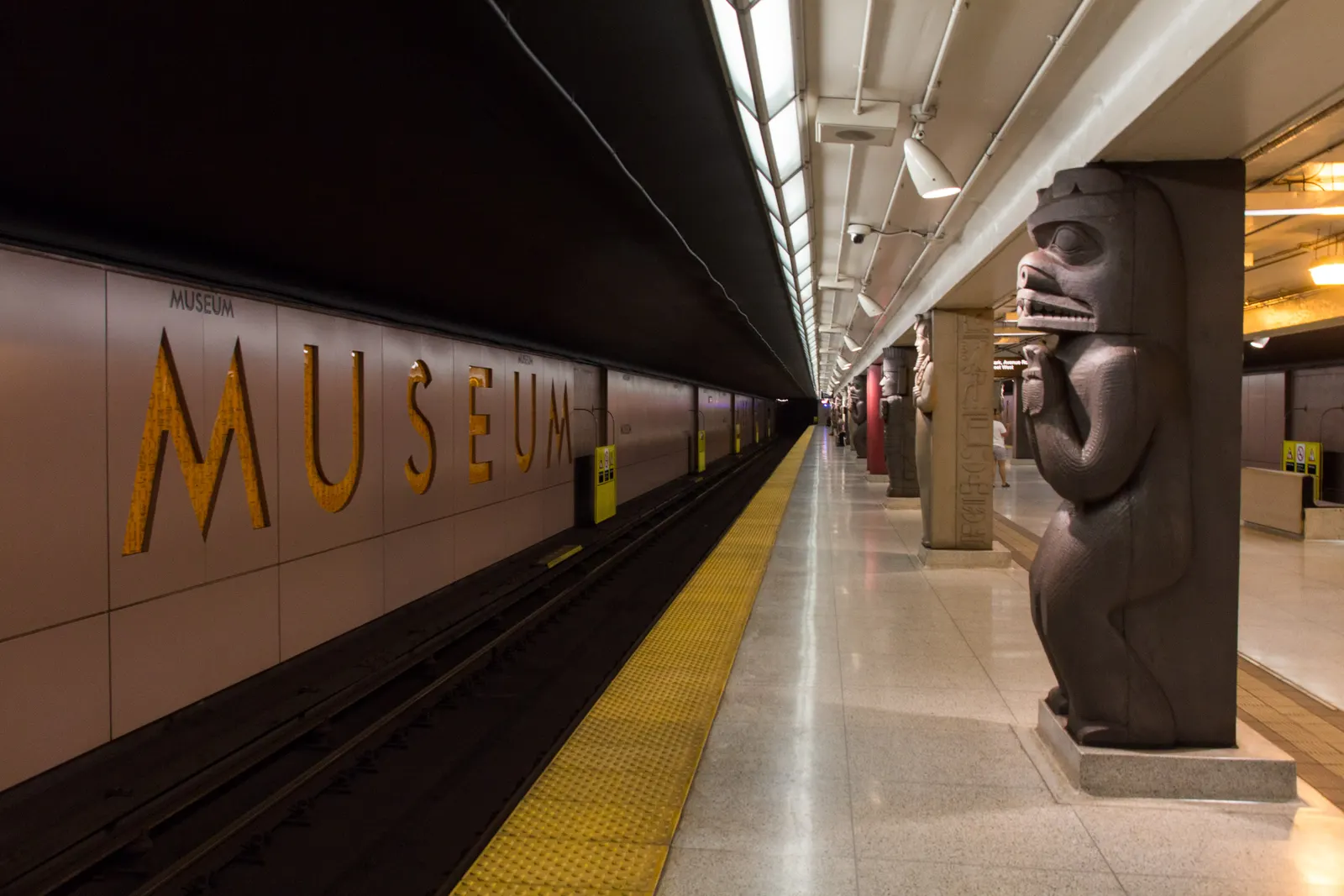 Museum Station Platform showing new signage