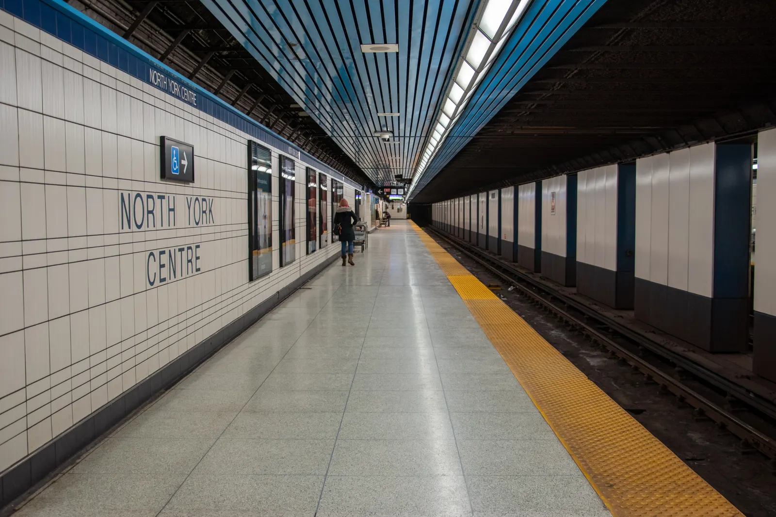 TTC subway platform at North York Centre for Northbound to Finch